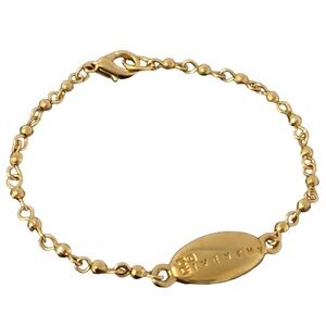 Vintage Givenchy Gold Plated Logo ID Plate Chain Bracelet